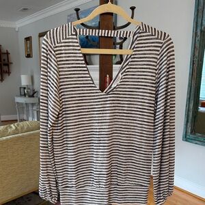 Liverpool Navy and White Striped Top